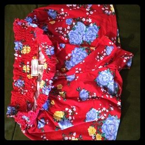 Red flower shorts